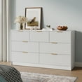 thumbnail image 2 of YouTrend Commode Cannelée avec 7 Tiroirs pour Adulte Poignée en Métal Garde-Robe en Bois Organisateur de Rangement pour Vêtements pour Chambre, Blanc, 2 of 10