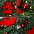 thumbnail image 6 of Hengu 9ft Christmas Garland with Lights, Flowers, Balls, Bowknots for Stairs, Fireplace, Door DIY Decor, Red, 6 of 9