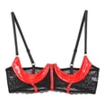 thumbnail image 5 of Sujetador Sexy de charol para mujer, Copa 1/3, con aros, tirantes ajustables para los hombros, encaje Floral, lencería, ropa interior, 5 of 5