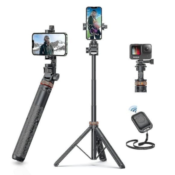 62" Phone Tripod, Eucos Selfie Stick Tripod With Remote, Upgraded Iphone Tripod Stand & Travel Tripod, Solidest Cell Phone Tripod Compatible With Ipho