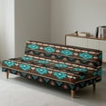 thumbnail image 6 of SCRAWLGOD American Tribal Brown Blue Armless Futon Covers Spandex Polyester Elastic Soft Sofa Bed Protector Machine Washable Couch Cover for Futon with Elastic Bottom, 6 of 7