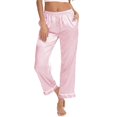thumbnail image 5 of BOOMILK Pajama Pants for Women Sleepwear Solid Comfortable Satin Pants With Pockets, 5 of 9