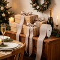 thumbnail image 6 of Wired Ribbon Roll for Wreaths and Gift Wrapping, 354 Inch Holiday Craft Ribbon in Polyester, 2.5 Inch Wide - Beige, 6 of 6