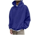 thumbnail image 2 of ZRGHAOYLQ Oversized Solid Color Hoodie Plus Size Men Shirts Big and Tall Long Sleeve Hoodies Classic Drawstring Pullover Tops with Cangaroo Pocket Blue XXL, 2 of 3