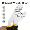 thumbnail image 2 of Llave Universal ajustable multifuncional de 6 pulgadas y 8 pulgadas, herramienta de mano de reparación multifuncional con agarre de llave artesanal cromada, 2 of 5