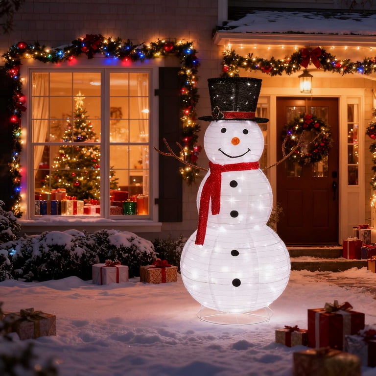 Zimtown LED Lighted Snowman Christmas Snowman w/ 180 LED Lights