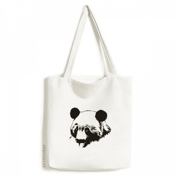 Fierce Outline Panda Cat Handsome Tote Canvas Bag Shopping Satchel Casual Handbag