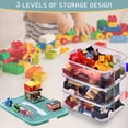 thumbnail image 2 of Plastic Storage Organizer for Lego Box Kids Child Toy Stackable Containers with Lids Bins 3 Layers Adjustable Compartments Building Blocks Chest Case, 2 of 7