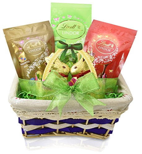 Gift Universe EASTER Gift Basket with Lindt Milk & White Chocolate Truffles, Lindt Milk... by