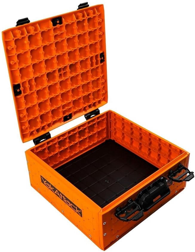 YakAttack ShortStak Solo Storage Crate W/ Lid 13"x13" Low-Profile Orange