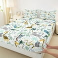 thumbnail image 3 of Homewish Cartoon Zoo Animal Bed Sheets, Kawaii Cat Giraffe Koala King Sheets, Palm Leaf Plant Sheet Set, Ultra Soft Bedroom Decor, 4pcs, 3 of 7