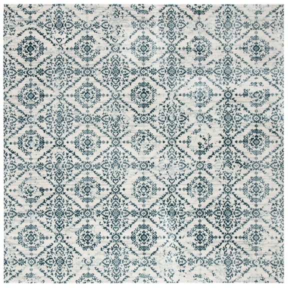 SAFAVIEH Martha Stewart Isabella Diamond Area Rug, Navy/Ivory, 6'7" x 6'7" Square