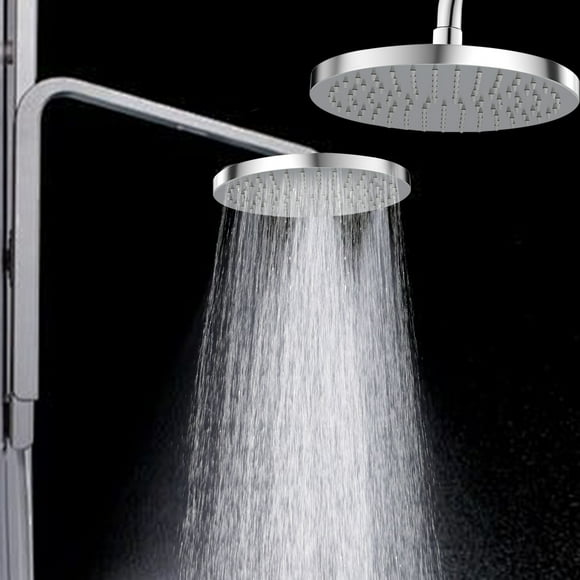 Ganfancp Supercharged Rain Shower Head - Single Unit of Stainless Steel Household Bathroom Shower Head, Features Self-Cleaning Replaceable Silicone Nozzles for Lime Scale-Free Usage