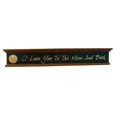 Wood Backed Wall - I Love You to Moon and Back Wood Sign Rustic/Primitive Folk Art Home Wall Decor