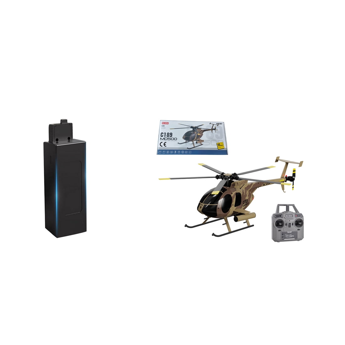 RC ERA C189 RC Helicopter with 6-Axis Gyro, 1:28 Scale MD500 4CH Single-Rotor Flybarless Helicopter, 2.4GHz RC Aircraft with Optical Flow & Altitude Hold for Adults