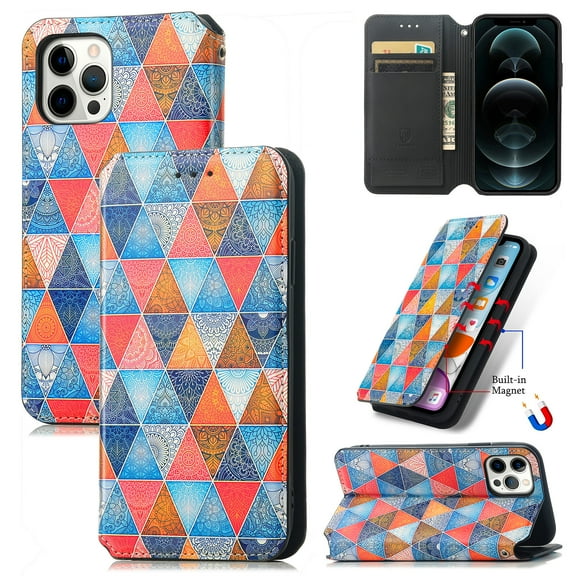 Case for iPhone 13 Mini, iPhone 13 Mini Wallet Case PU Leather and Hard PC RFID Blocking Slim Durable Protective Phone Case Cover For iPhone 13 Mini,Mandala