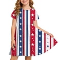 thumbnail image 2 of Odeerbi Niñas Día de La Independencia Vestido de Línea A Verano Patriótico Cuello Redondo Manga Corta Vestido Casual, 2 of 9