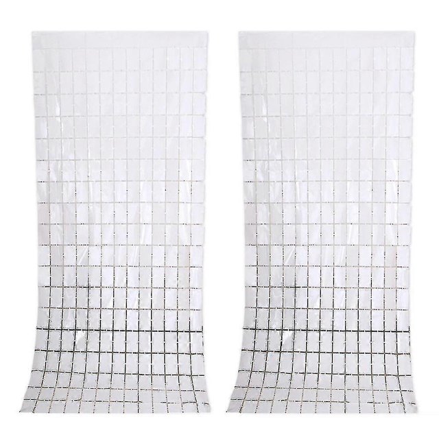 2 piezas de telón de fondo de flecos de papel de aluminio cuadrado, telón de fondo de cortina de oropel compatible con cumpleaños, bodas y decoración de fiestas