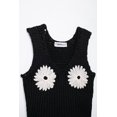 thumbnail image 5 of HH TRAF 2024 Tops cortos ajustados de calle alta para mujer, jersey negro con cuello en V sin mangas con decoración floral, chalecos de verano para mujer a la moda, 5 of 5