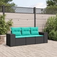 thumbnail image 1 of vidaXL 3 Piece Garden Sofa Set with Cushions Black Poly Rattan, 1 of 2