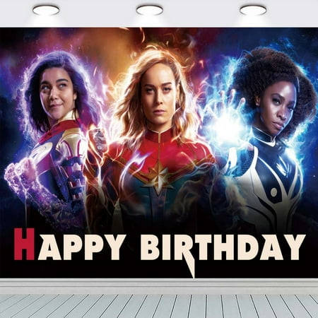 Movie The Marvels Birthday Banner Backdrop Background Taspestry Post Wall Decor Party Supplies