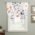 thumbnail image 2 of Spring Floral Tie Up Curtain 63 Inches Long, Watercolor Flower Fantasy Butterfly Farmhouse Balloon Style Kitchen Window Curtain Over Sink, Small Window Rod Pocket Curtain 52"x63", 2 of 9