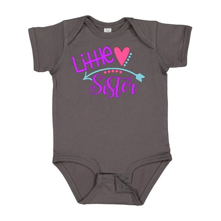 

Inktastic Little Sister Heart and Arrow Gift Baby Girl Bodysuit