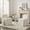 White-Linen, variant on Dayalane Farmhouse Tufted Vanity Chair with Wheels, Linen Upholstered Skirted Slipper Makeup Accent Chair with Low Back & Metal Legs, Armless Rolling Desk Stool for Living Bedroom,Floral Pattern