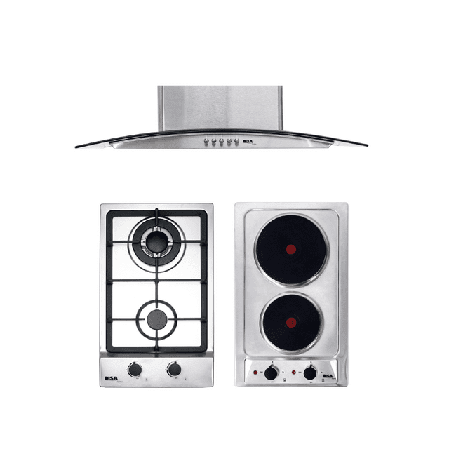 Combo DISA HOME Parrilla a Gas, Parrilla Eléctrica y Campana Extractora de Pared Acero Inox 60 cm Disa Home 02-02-0-119-2