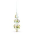 thumbnail image 2 of Pink and White Roses Bouquet on Double Ball Glass Christmas Tree Topper 12.5 Inches, 2 of 6