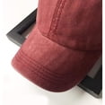 thumbnail image 3 of Gorra de béisbol unisex vintage lavada desgastada sarga ajustable sombrero rojo vino original clásico de perfil bajo sombreros de algodón sin construir, 3 of 5