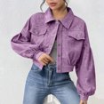 thumbnail image 2 of WTOBBY Women's Casual Corduroy Jacket Single-breasted Coat, Comfortable and Trendy Ribbed Fabric Jacket for Everyday Casual Style,Purple 2XL, 2 of 5