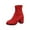 Red, variant on Women's Winter Comfortable Plus Size Ankle Boots Round Toe Low Block Heel Booties
