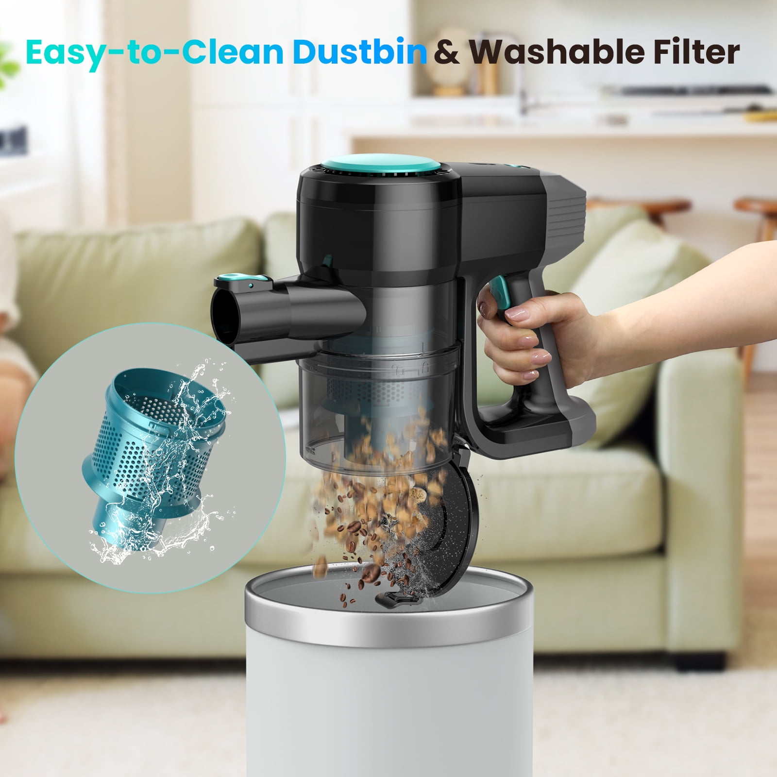 YOMA Cordless Vacuum Cleaner, Ultra-Lightweight Stick Vacuum, 40mins Runtime, 6 in 1 Powerful Handheld Vacuum for Home Hard Floor Carpet Pet Hair