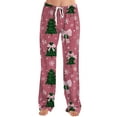 thumbnail image 2 of Hearthz Christmas Pants for Women Winter Super Soft Drawstring Pj Pants Women Fleece Wide Leg Xmas Womans Pants, 2 of 6