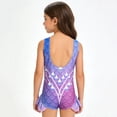 thumbnail image 5 of Shadoumai Girls One Piece Swimsuit Size 10-12 Sheer Mesh Tankini for Girls Quick Drying Color Block Beach Skirt Cute Ruched Bathing Suit Modest Swimwear with Chest Pad, 5 of 7