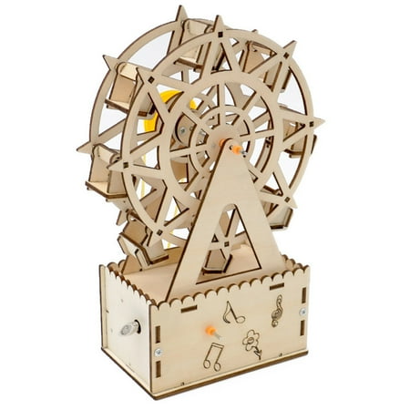 

DIY Rotatable 3D Wooden Puzzle Music Wheel Making Electronic Science Experiment Production Kit for Children