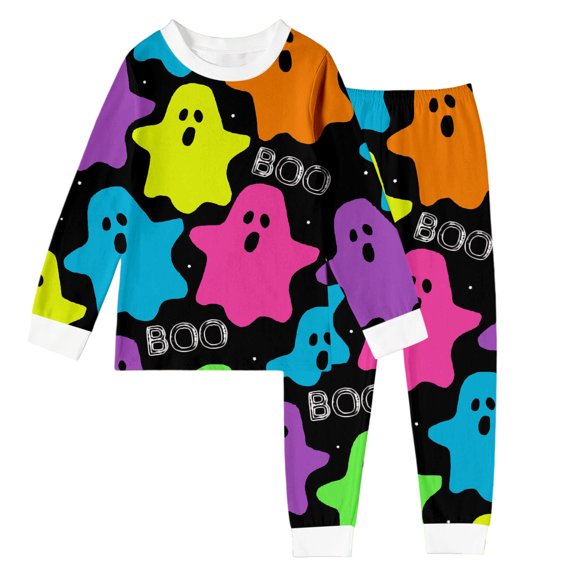 SJLDQY Halloween Girls Pajamas Long Sleeve Shirts Pants 2 Piece Pjs Sets Hallowmas Printed Sleepwear Cozy Soft Loungewear Sets for Girls