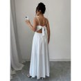 thumbnail image 2 of White Bowknot Pleated A-Line Waisted Slim Strap Maxi Dress For Women, 2 of 6