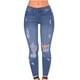 thumbnail image 2 of ICHUANYI Clearance Women's Solid Color Ripped Trousers Casual Pants With Pockets(Blue, S) ICHUANYI WER2023081200334, 2 of 9