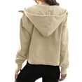 thumbnail image 4 of Langwyqu Spring Fall Women Long Sleeve Casual Hooded Coat Zipper Crop Tops Sweatshirt, 4 of 5