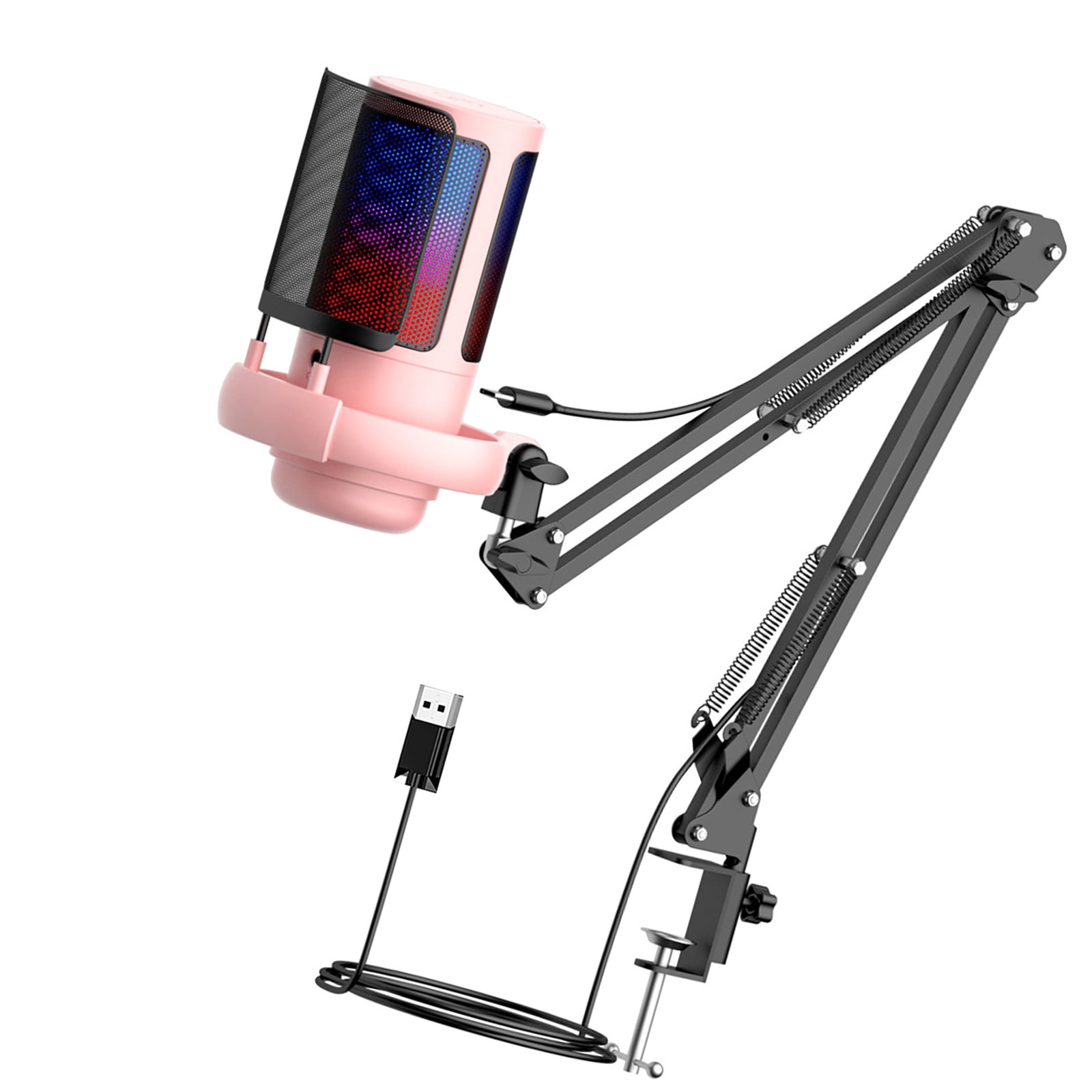 1 Set USB Gaming Microphone Computer Condenser Mic -38dB Sensitivity with Adjustable Boom Arm Enhancing Sound Quality