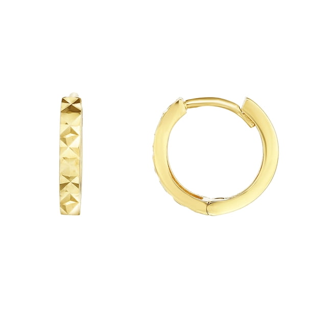 Boucles d'Oreilles Créoles Rondes en Or Jaune 14K, 12mm