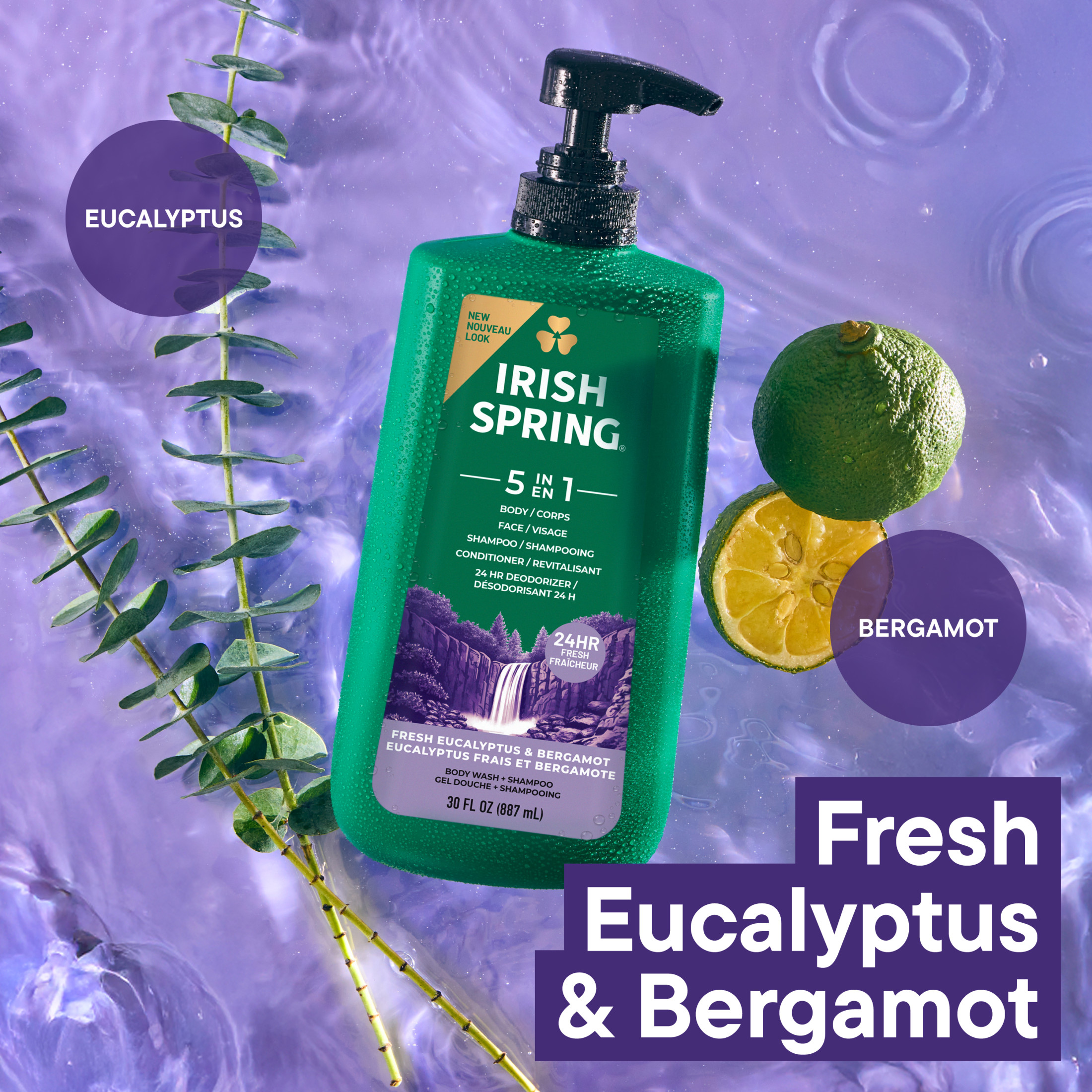 Irish Spring 5 in 1 Body Wash for Men, Eucalyptus, 30 fl oz photo 4