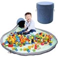 thumbnail image 1 of Sturdy Dog Toy Bin, Versatile Storage Solution Slide and Play Mat for Building Blocks Organizer, Quick Cleanup System Encourages Independence (Blue), 1 of 7