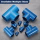 thumbnail image 4 of Uxcell 2Pcs 2.5" Tee 3 Vías Conectores de Tubo, Accesorios de Esquina para Estructura de Soporte de Estante, Azul, 4 of 6