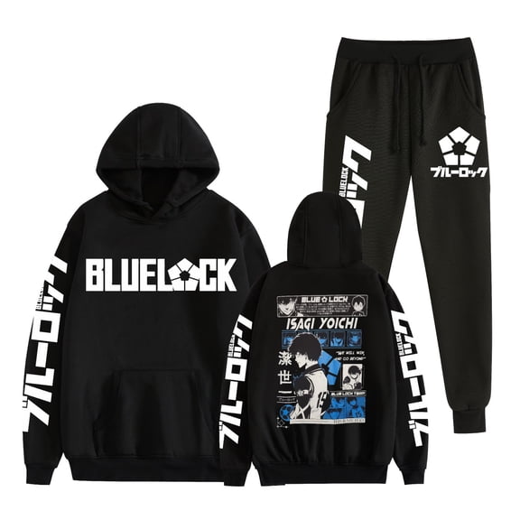 KJCEWSTX Blue Lock two-piece Hoodie – Anime Print Oversized Pullover Sweatshirt for Men and Women, Casual Streetwear Style