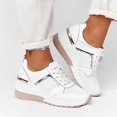 thumbnail image 4 of Zapatos de cuña informales de gran tamaño con tira dorada, zapatillas cómodas antideslizantes para correr para mujer, uso diario, 4 of 5
