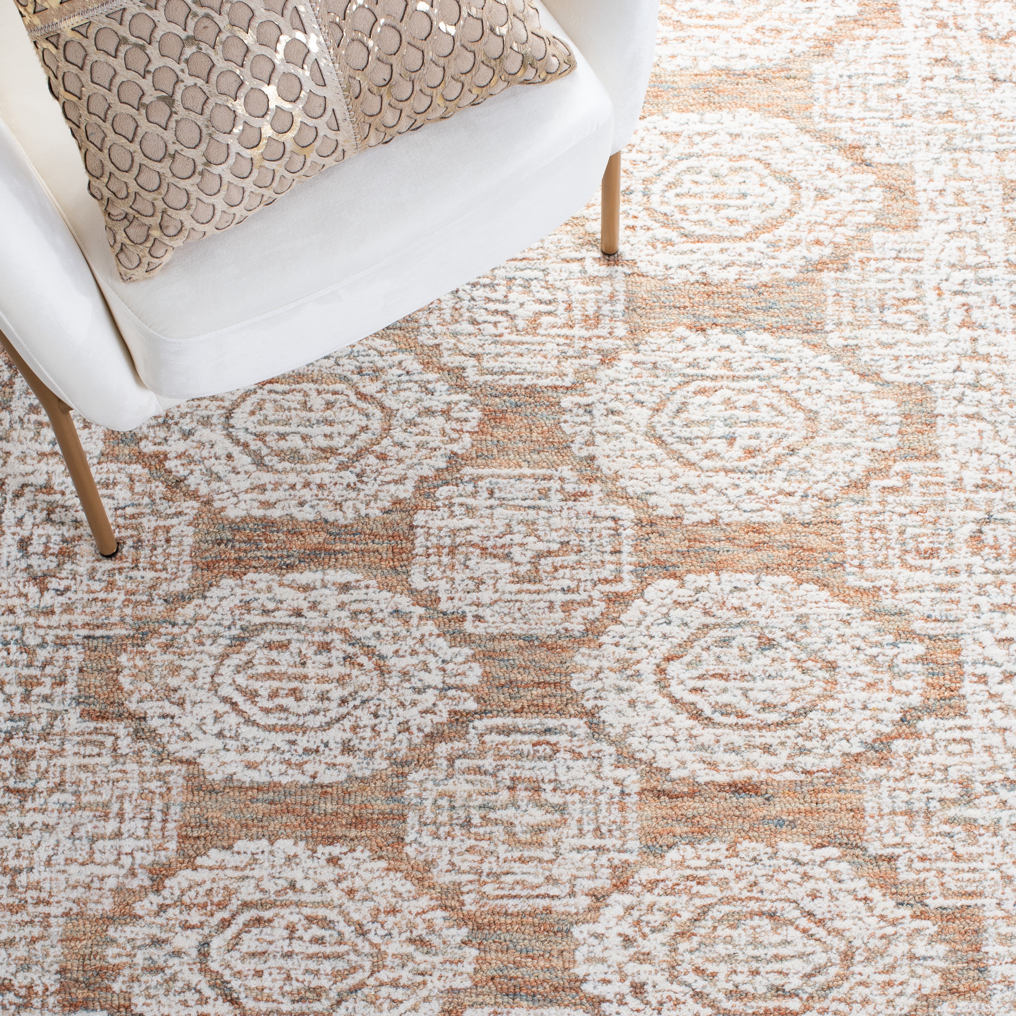 SAFAVIEH Metro Leontyne Geometric Area Rug, Natural/Rust, 6' x 6' Square