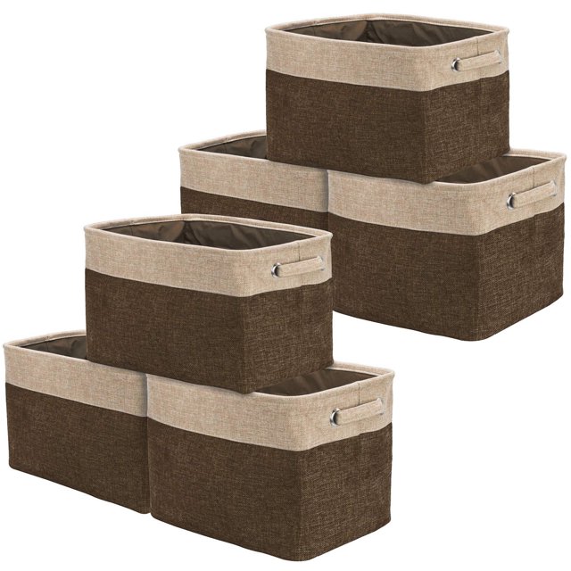 Sorbus Panier de Rangement en Tissu Sergé, Grand, Pliable, Ensemble de 6, Marron
